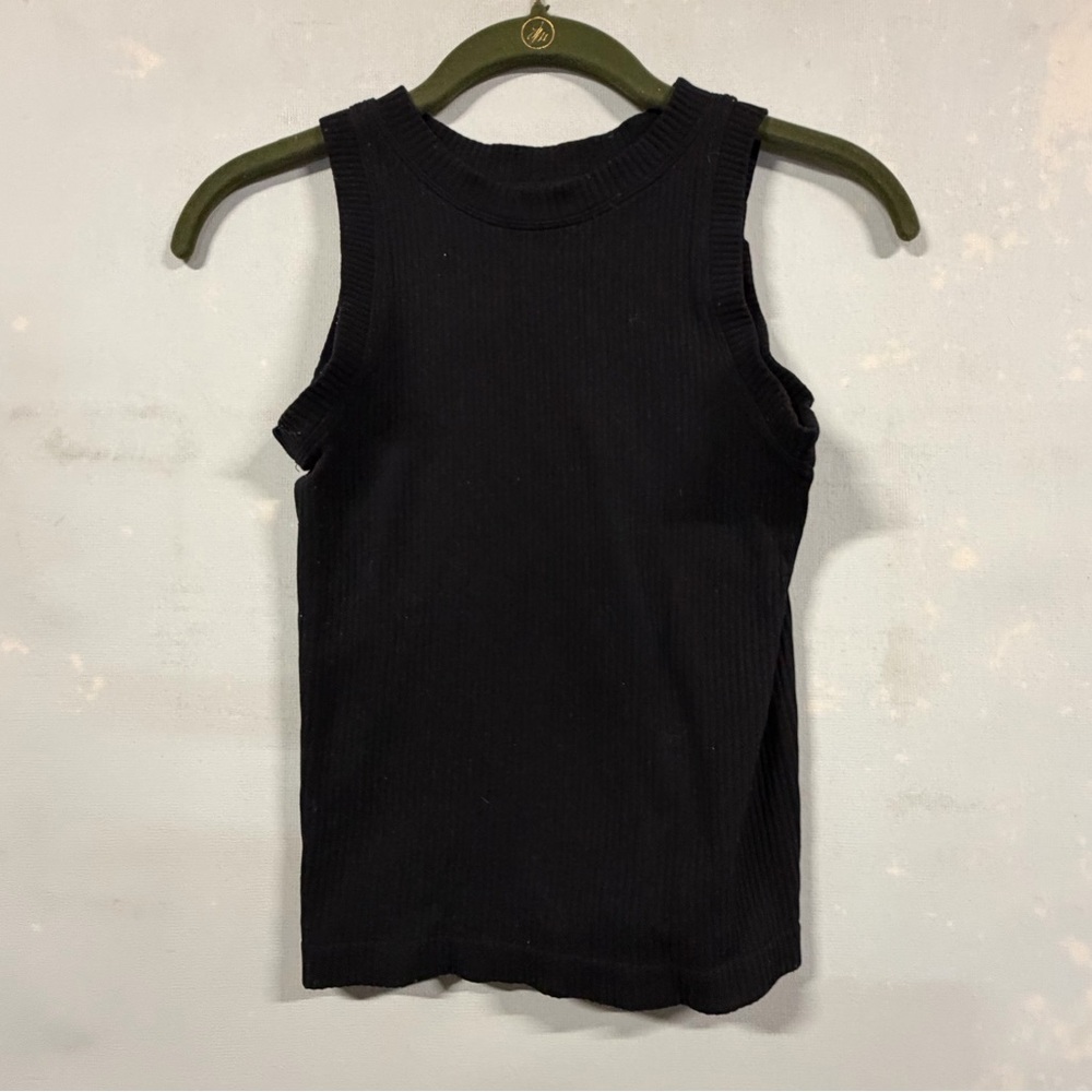 Aura Black Ribbed and Fitted Muscle Tank